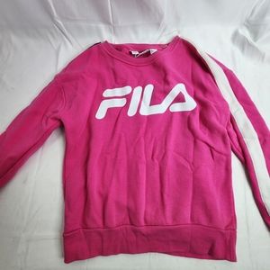 Fila Women Fuchsia Pink Black White Training Pullover Denna Sweatshirt Top S